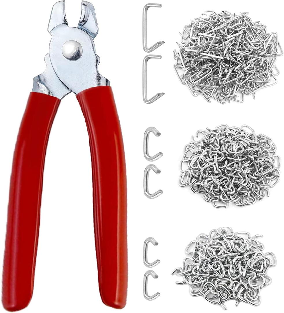 300 pcs Hog Rings with Straight Hog Ring Pliers Kit 3/4" 1/2" 3/8 "Galvanized Hog Rings for Animal Pet CagesRopesBaggingDIY CraftFurniture