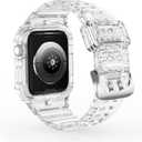 CRIS-BAND Bumper Bands Compatible with Apple Watch Band 45mm 44mm 42mm 41mm 40mm 38mm for Women Men, Water Shock-Proof Strap for iWatch Apple Watch Band with Case for Series 9 8 7 6 SE 5 4 3 2 1 (Jelly-Clear)