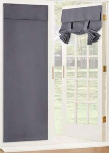 Blackout Door Curtain - Tricia Window Shades Thermal Insulated Light Block French Curtain Tie Up Shades Energy Efficient Double Door Blind, 12 X 78 Inches