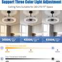19.88" Ceiling Fans with Lights and Remote, Modern Crystal Chandelier Quiet Ceiling Fans, 3000K-6500K Smart Blade LED Fan Light, Modern Ceiling Fan with Lights for Bedroom, Black