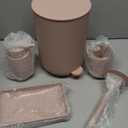 GAHEFY Pink Bathroom Accessories Set with Small Trash Can 3 Liter/0.8 Gallon,Toothbrush Holder,Soap Dispenser,Vanity Tray,Toilet Brush and Holder Pink 5PCS