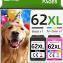 EaseFusion 62XL Ink Cartridges Black and Color Remanufactured Replacement for HP Ink 62 HP62XL Combo Pack Compatible with Envy 7640 5660 5540 7645 5740 5746 OfficeJet 250 200 Mobile Printer, 2Pack