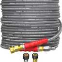Pressure Washer Hose 50ft, 4200PSI Wire Braid Power Washer Extension Hose 1/4 Inch High Tensile, Flexible Kink Resistant Heavy Duty Replacement Hose with 3/8 Quick Connect