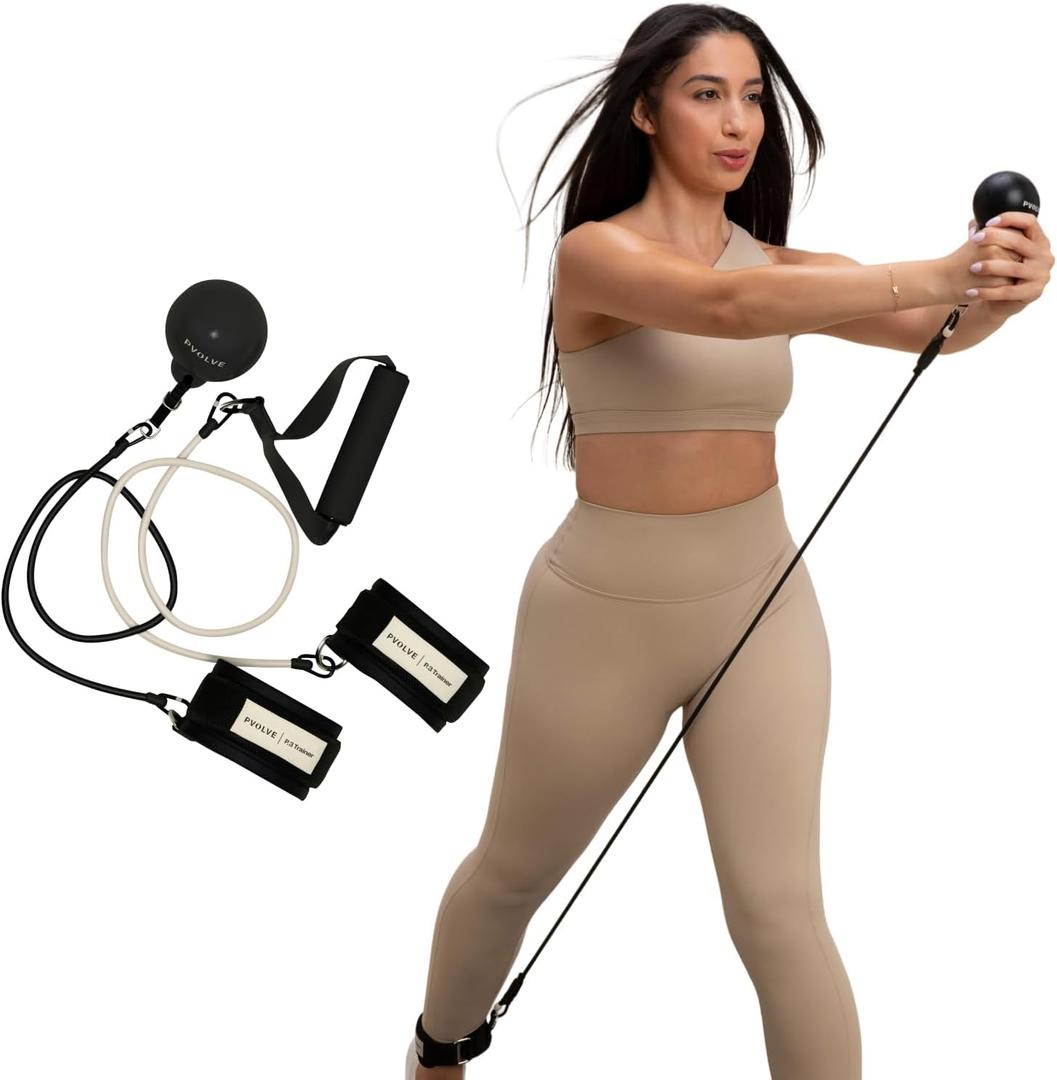 Pvolve P.3 Trainer- Home Gym Fitness Equipment Resistance Band with Ankle Strap and Weight System