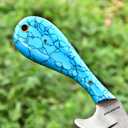 Handmade 1095 steel Bull cutter knife, cowboy knives with pancake leather sheath classic style knife, gift for men (Turquoise BLUE)