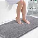 OLANLY Bathroom Rugs 47x24, Extra Soft Absorbent Chenille Bath Rugs, Rubber Backing Quick Dry, Machine Washable Bath Mats for Bathroom Floor, Tub and Shower, Home Decor Accessories, Grey