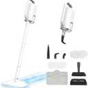 6-in-1 Steam Mop, 1200W Rotated Steam Cleaner for Home, 2 Modes, 400ML Removable Tank, 23FT Cord, 2 Washable Pads, Multi-Surface Steamer for Hard Floor, Laminate Floor, Tiles Cleaning (Pearl White)