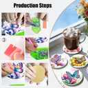 Diamond Art Coasters 8 Pack with Holder DIY Diamond Painting Coasters Crafts Diamond Art Kits for Adults Beginners Gifts for Women Man 4X4 in (Colorful girls-8pc)
