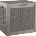 31 Gallon Outdoor Storage Box, Resin Deck Boxes Outdoor Waterproof For Patio Furniture, Garden Tools, Pool Supplies, Lockable And UV Resistant (Rattan Gray)