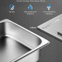 ZeroPone 6 Pack Hotel Pans, Full Size 6" Deep Stainless Steel Steam Table Pan, 20.8" L x 12.8" W 22 Gauge Metal Commercial Catering Food Pans Anti Jam Food Storage Containers