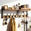 ZOCONE 29" Wood Coat Rack Wall Mount with Shelf, Separable Coat and Key Holder Wall Mount, Entryway Coat Rack with Carbon Steel Fixing Rod for Greater Load-Bearing and Stability, Living Room,Bedroom