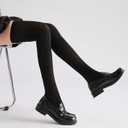 3 x Over Knee Thigh High Stockings Stretchy Long Stockings for Women Daily Wear Halloween Cosplay (Black, L)