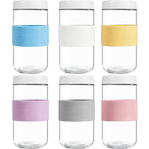 Mason Jars, 24 oz (6 Pack) Overnight Oats Containers with Lids - Airtight