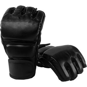 Boxing Gloves, MMA Gloves Kickboxing Sparring Gloves Half Finger Adjustable Wrist Band Secure Mitts Shock Absorb for Adult Punching Bag Training Fighting Muay Thai Workout Beginner Men Women