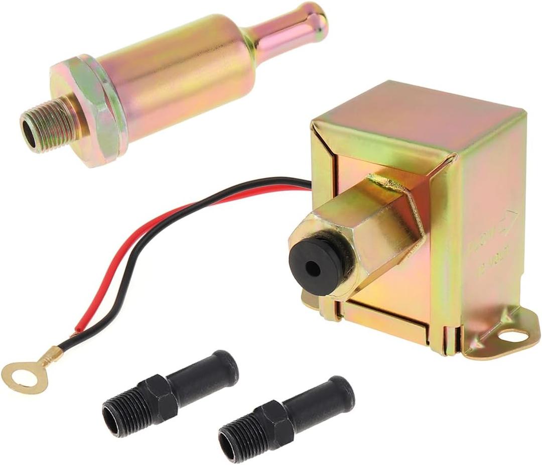 Electric Fuel Pump, 12V 4.5-7psi Universal Gas Diesel In-Line In-Tank Electric Fuel Pump With Installation Kit Metal Solid Petro Gasoline or Diesel Engine EP014 Standard Self Priming