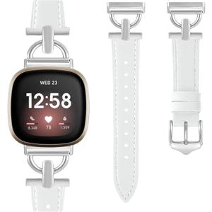 Leather Band Compatible for Fitbit Versa 4/Versa 3/Fitbit Sense 2/Sense, Dressy Watch Strap with D-Shaped Buckle for Women