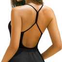 REORIA Women's Sexy Scoop Neck Backless Bodysuits Open T-Back Cami Sleeveless Bodysuit Tank Top Trendy (Black, M)
