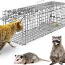 23.3" Live Animal Cage Trap,Collapsible Galvanized Wire with Pedal Triggers,Indoors/Outdoors Humane Cat Trap for Stray Cats,Squirrel,Raccoons,Mouse,Groundhogs, Foxes,Armadillos