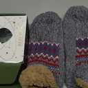 LEMZONE Warm Cozy Slipper Socks for Men, Non Slip Winter Fuzzy Fleece Lining Grip Cabin Socks with Furry Cuffs