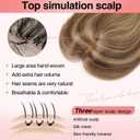 Flufymooz Real Human Hair Toppers for women, 10 Inch Clip in Bangs 100 Human Hair Toppers for Thinning Hair, Cover Hair Topper Hair Pieces with 150% Density Silk Base-Medium Brown with Blonde