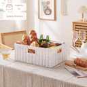 OIAHOMY Wicker Storage Basket, Rectangular Paper Rope Shelf Baskets with Built-in Handles, Woven Decorative Organizer for Pantry, Shelves, Living Room and Bathroom, 1-Pack White