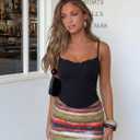 PINKMSTYLE Womens Bustier Corset Tops Spaghetti Strap Camisole Tank Tops Y2K Date Night Going Out Outfits (Black, M)