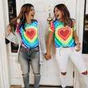 Pride Shirt Women LGBTQ Equality Shirts Rainbow Shirt Heart Graphic Tees Casual Summer Short Sleeve Tops (Medium, Multicolor-1)