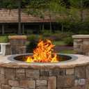 BPS Metal Fire Pit Ring, 37 Inch Outer/30 Inch Inner Smokeless Double-Layer Outdoor Firepit Insert for Backyard Wood Burning, Campfire