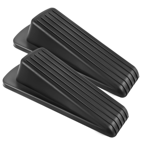 Door Stoppers for Bottom of Door on Floor, Premium Rubber Door Stopper Wedge, Floor Sturdy Stackable Door Stops for Carpet Heavy Duty Door, Door Gaps (Black, 2 Pack)