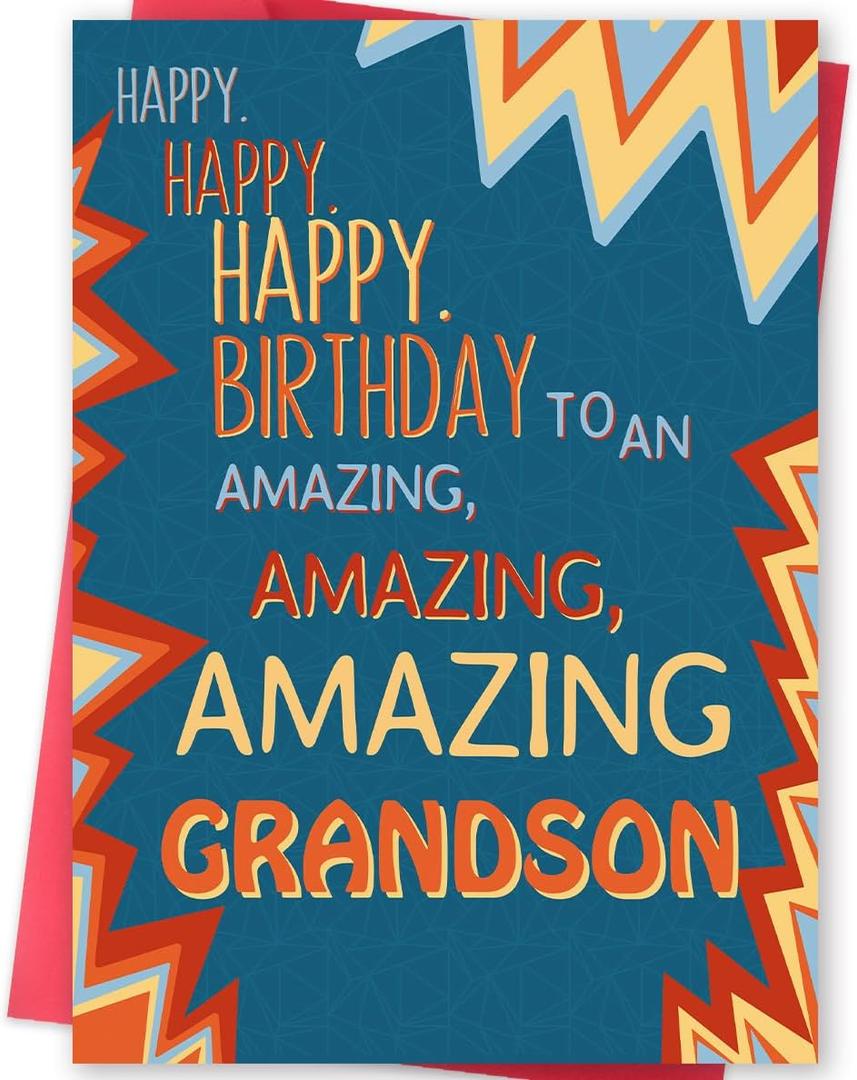 3 x Missonemi Grandson Birthday Card, Birthday Card Gift for Grandson from Grandfather Grandmother