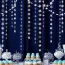 Cheerland Clearance Silver Snowflakes Decorations Garland for Hanging Decoration Winter Wonderland Christmas Onederland Office Dorm Hanukkah Holiday Bridal Shower Winter Ceiling Decor Xmas Backdrop