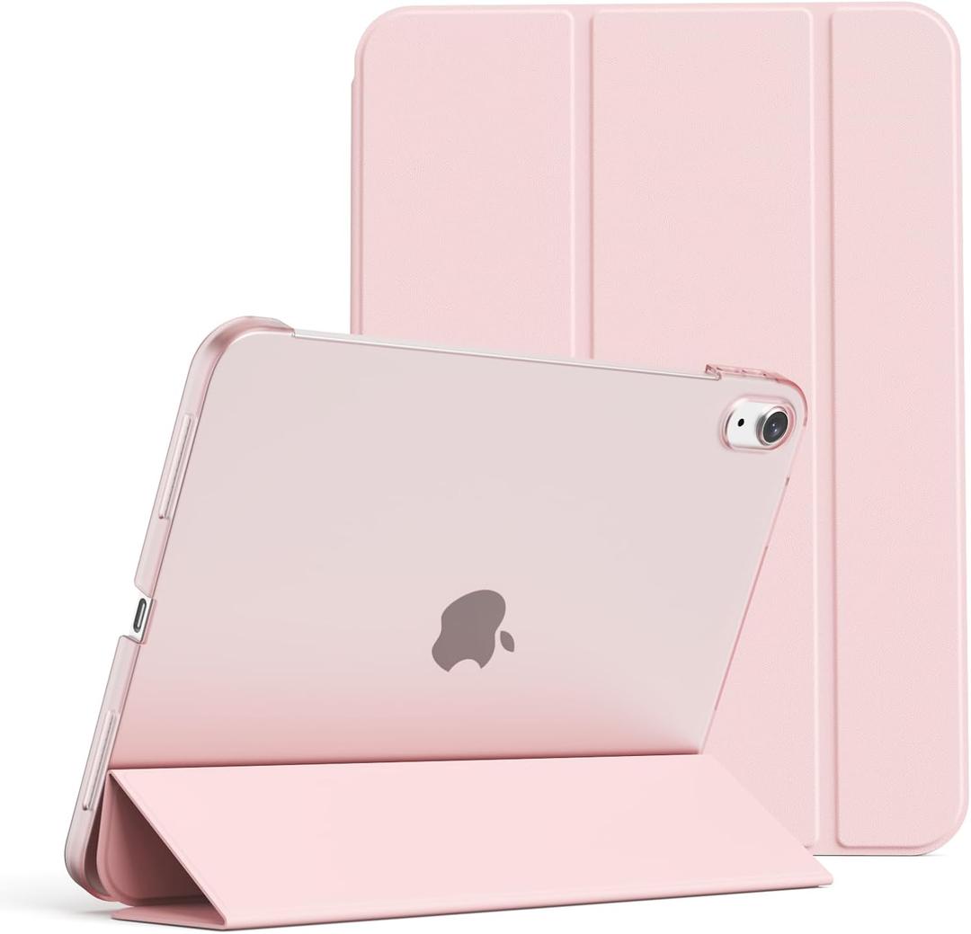 Case for iPad (A16) 11th/10th Generation (11/10.9 Inch, 2025/2022) Without Pencil Holder, Slim Hard PC Translucent Back Shell Protective Cover, Smart Trifold Stand & Auto Sleep/Wake, Pink