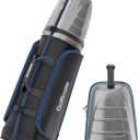 Golf Travel Bags for Airlines with Carbon Fiber Hard Top, Protective Club Traveling Cover with Wheel, Golf Club Carrier Case for Airplanes, Thick Padding, Durable Zippers and 2 Sided Spacious Pockets, Gray Carbon Fiber with Blue Piping