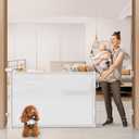 76" Retractable Baby Gates Extra Wide, Mesh Long Dog Gate for Wide Openings, Indoor Outdoor Stair Gate for Doorways Hallways Deck Porch, Child Pet Safety Essentials for Home, White