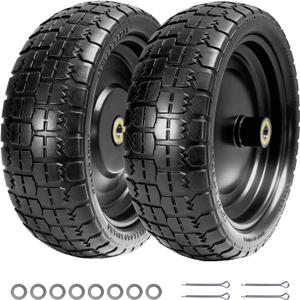 13" Flat Free Tires Compatible with Gorilla Carts,4.00-6 Solid Rubber Wheels with 5/8"Bearings,2.1"Offset Hub for Wagon Tire, Trailer Tire, Wagon Wheel Replacement,13 Trailer Tire Wheel(2-Pack)