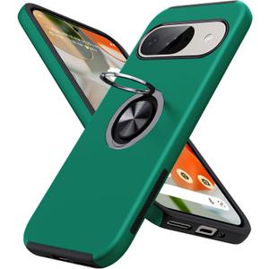 JAME for Google Pixel 9 Case/Pixel 9 Pro Case, Slim Fit Military Grade Shockproof Case with Ring Holder Stand Kickstand Protective Phone Case for Google Pixel 9/9 Pro, Green