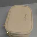 Mini Makeup Bag with Led Mirror,Small Travel Make up Bag 3 Light Modes Adjustable Brightness, for Women Organizer Cosmetic Bag, Portable Travel Train Toiletry Bag, for Pool Parties Work Touch-Ups (Beige)