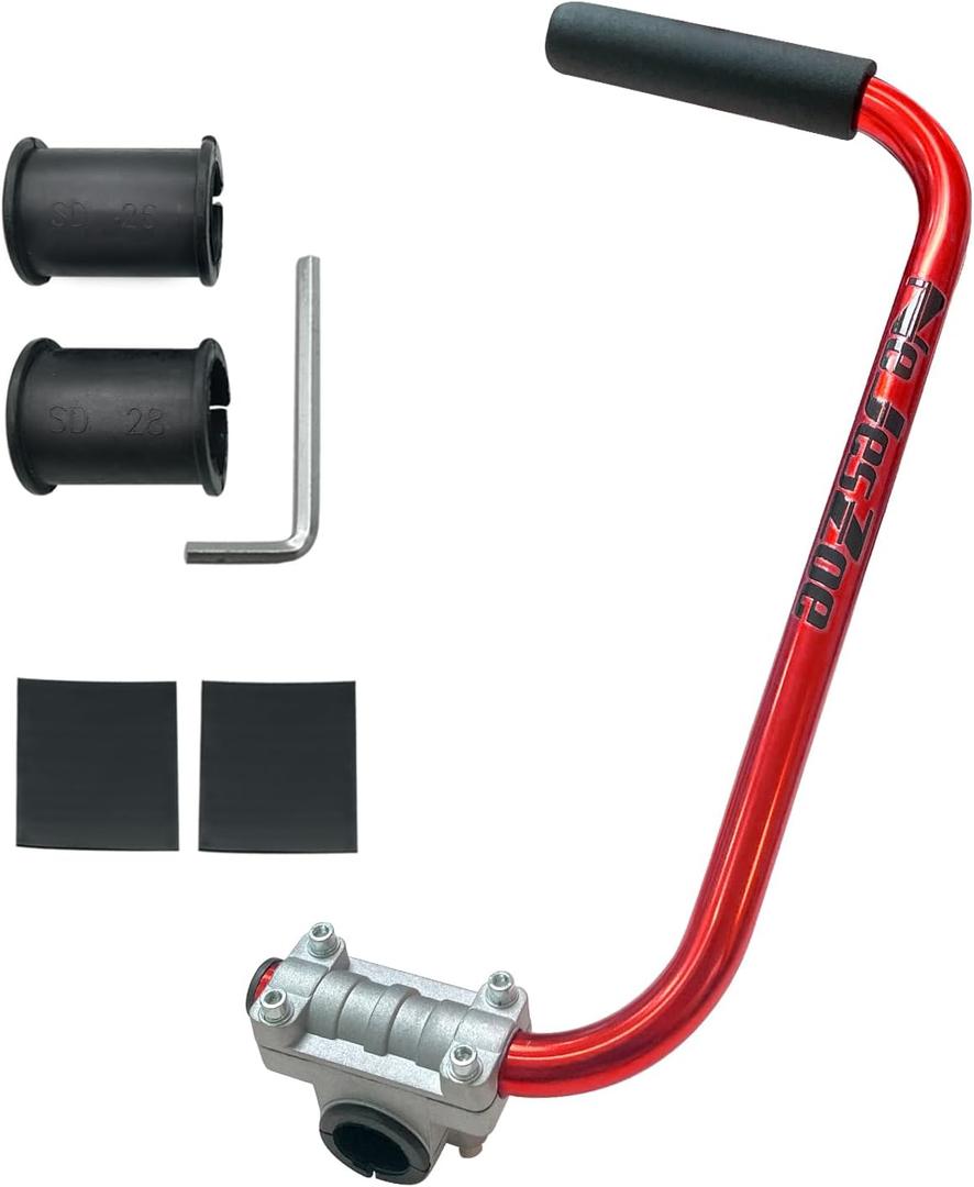 Ergonomic Trimmer Handle Grip for Weed Wacker Extension Handle, Ergonomic String Trimmer Handle Lawn Trimmer Grips with Bracket Clamp for String Trimmer, Lawn Care, Landscaping (red)