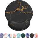 eulps Mouse Pad with Wrist Rest, Comfortable Computer Mousepad with Gel Wrist Support Smooth Surface and Non-Slip PU Base for Pain Relief, Laptop, Office & Home (Black Marble)