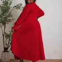 XNMHL Plus Size Church Dresses for Curvy Women Formal Empire Puff Sleeve African Attire Flowy Hem Outfits (Red, XL)