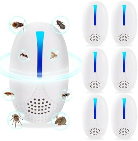 2025 Upgraded Version Ultrasonic Repeller Indoor, Mouse Traps Repellent Plug in, Pest Control, Roach, Rodent, Mouse, Bugs, Mosquito, Spider, Ant for Home,Kitchen, Office, Warehouse, Hotel 6 Packs