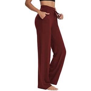 Sarin Mathews Womens Yoga Sweatpants Wide Leg High Waisted Lounge Pajamas Pants Comfy Workout Loose Pants with Pockets L