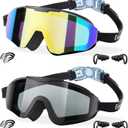 EverSport 2 Pack Kids Swim Goggles Age 8-16 Extra Silicone Layer, Swimming Goggles for kids Teen Youth Children Boys Girls (Gold/Mirrored & Black)