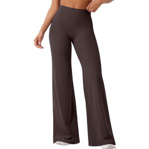 YEOREO Workout Leggings Womens No Front Seam Straight Leggings 33" High Waist Buttery Eddiy Gym Yoga Pants Dark Brown L