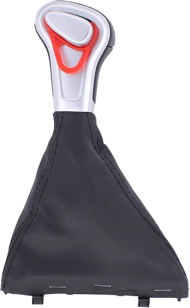 NewYall Chrome Automatic Gear Shift Knob with Gaiter Leather Boot Cover Assembly for Audi A3 A4 A5 A6 Q5 Q7 2004-2015 4G1713139 8KD713139B Shifter Handle Dustproof Boot