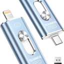 512GB Photo Stick for iPhone Flash Drive, Memory Stick Phone Storage for Photos and Videos Files Backup, Compatible with iPhone iPad Android PC, Plug & Play, No App Required (Dark Blue)