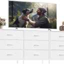 SONGMICS BELLAH Collection - Dresser for Bedroom, TV Stand for TVs Up to 70 Inches, Chest of Drawers for Living Room, Closet, Steel, 9 Drawers, Modern, Cloud White ULGS233WH02S
