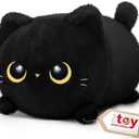 Mewaii Black Cat Plush, Cute Cat Plushies Toy, Soft Kitten Plushie Cuddle Pillow, Anime Plushie Doll, Cute Stuff Toys Gift for Girls, Boys and Males (8 Inch)