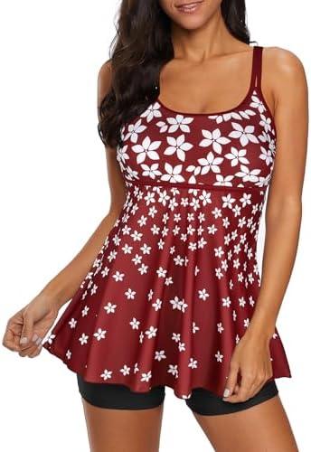 Zando Womens Swimsuits 2 Piece 2025 Tankini Bathing Suits Swim Suits for Women Swimwear Bathing Suit Top with Boyshorts, L