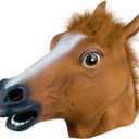 Kingmys KINGMYS Latex Horse Head Mask (Brown Horse Mask)